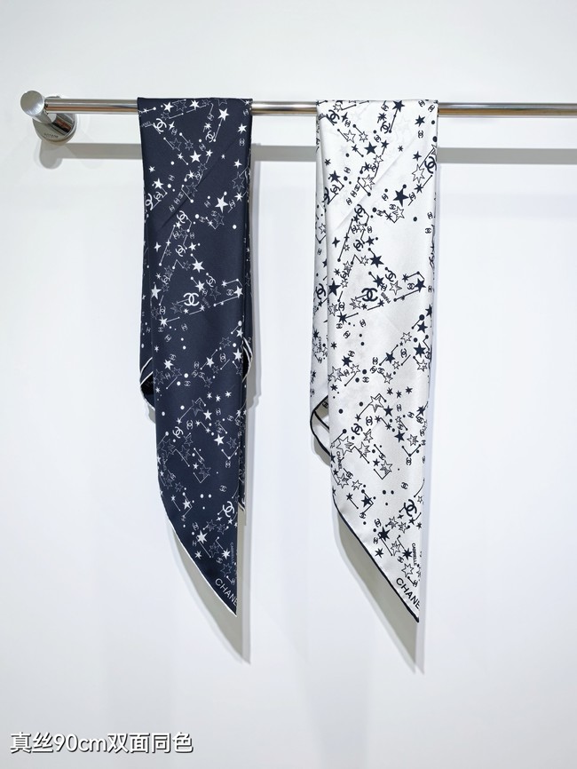 Chanel 90 Square Scarf Silk Twill KY155