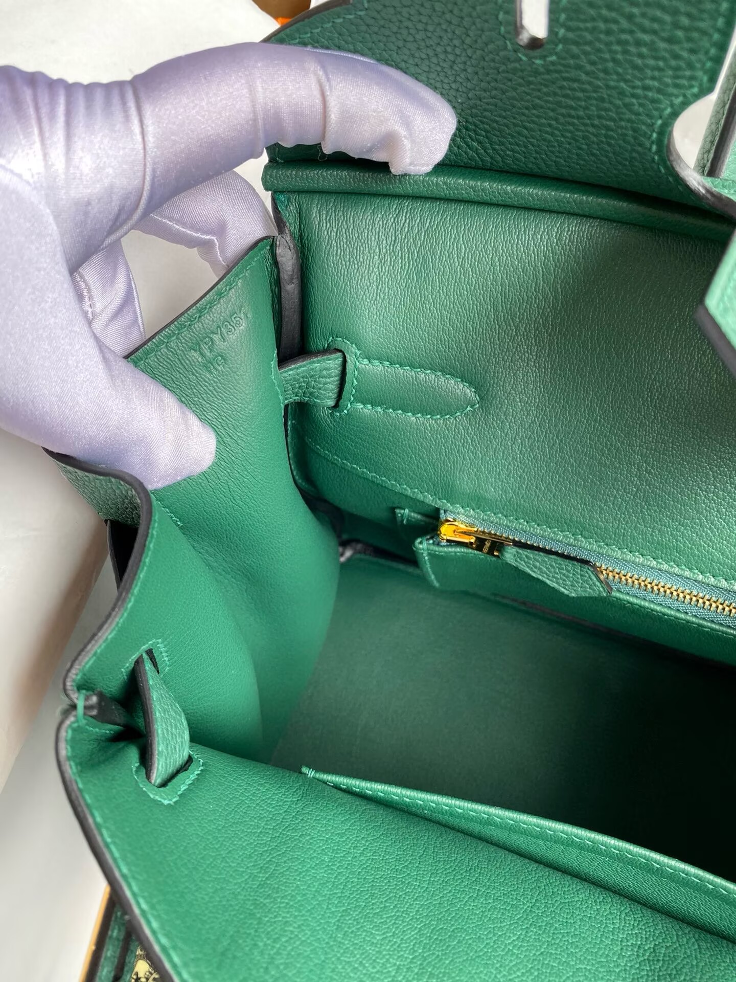 Hermes Birkin Original Togo Leather Bag 5588 Green Gold-Tone Hermes Birkin Original Togo Leather Bag 5588 Green Gold-Tone