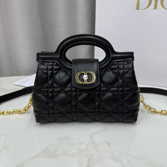 Dior Jolie Top Handle Mini Bag Cannage Lambskin S3123UN Black