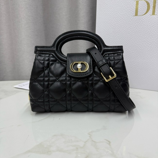 Dior Jolie Top Handle Mini Bag Cannage Lambskin S3123UN Black