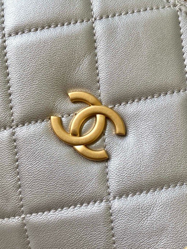CHANEL Small Bowling Bag Lambskin AS5791 Silver