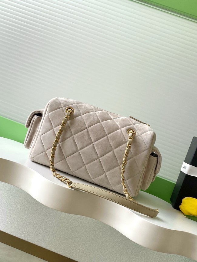 CHANEL Small Bowling Bag Suede AS5791 Beige