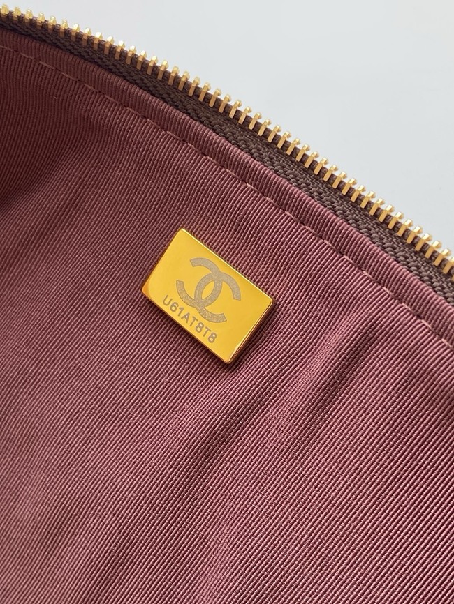 CHANEL Small Bowling Bag Suede AS5791 burgundy