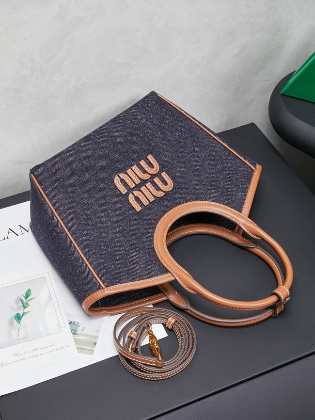 MIU MIU Leather Shoulder Bags 5GB288 Denim blue