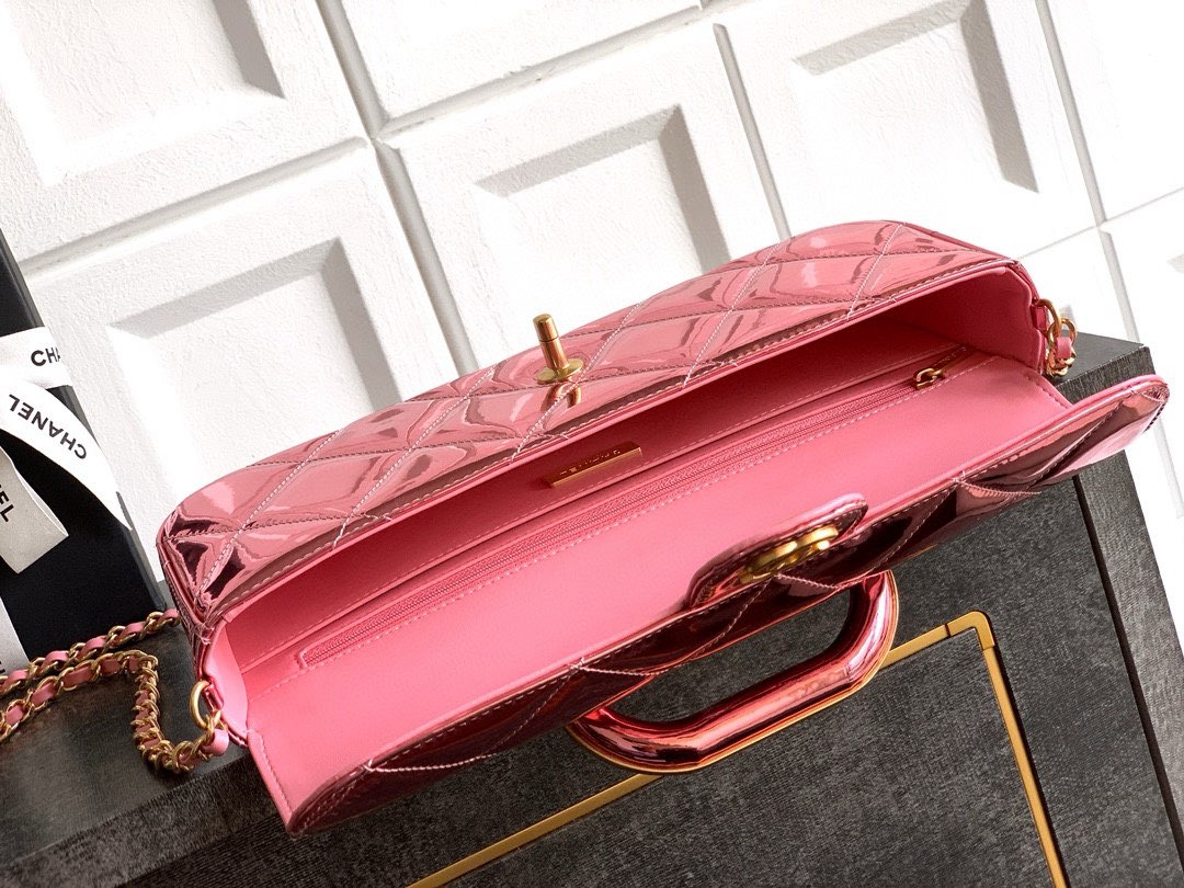 Chanel 25K Original Patent Leather Top Handle Bag A6321 Pink Chanel 25K Original Patent Leather Top Handle Bag A6321 Pink