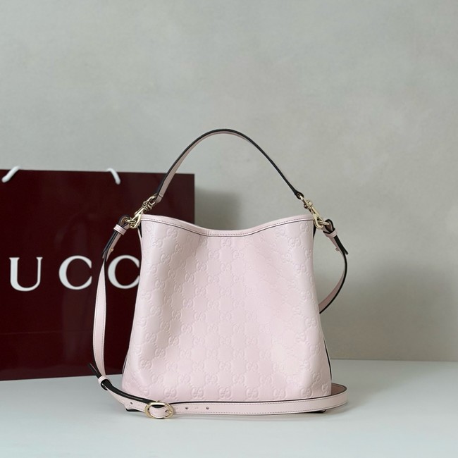 GUCCI GG Emblem medium bucket bag 815103 pink