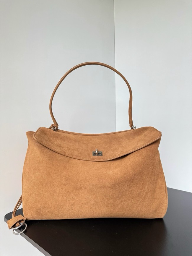 Balenciaga Rodeo Handbag Large suede calfskin 795459 tan