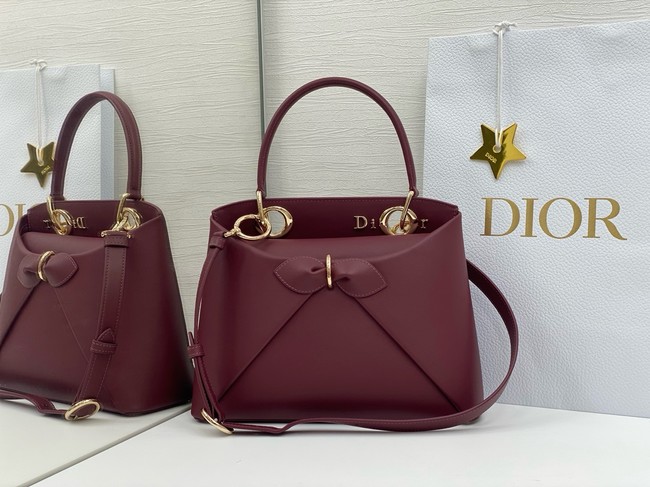 Dior Calfskin Tote Bag 6598 burgundy