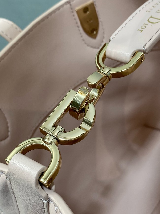 Small Dior Toujours Vertical Tote Bag Macrocannage Crinkled Calfskin M2835 pink