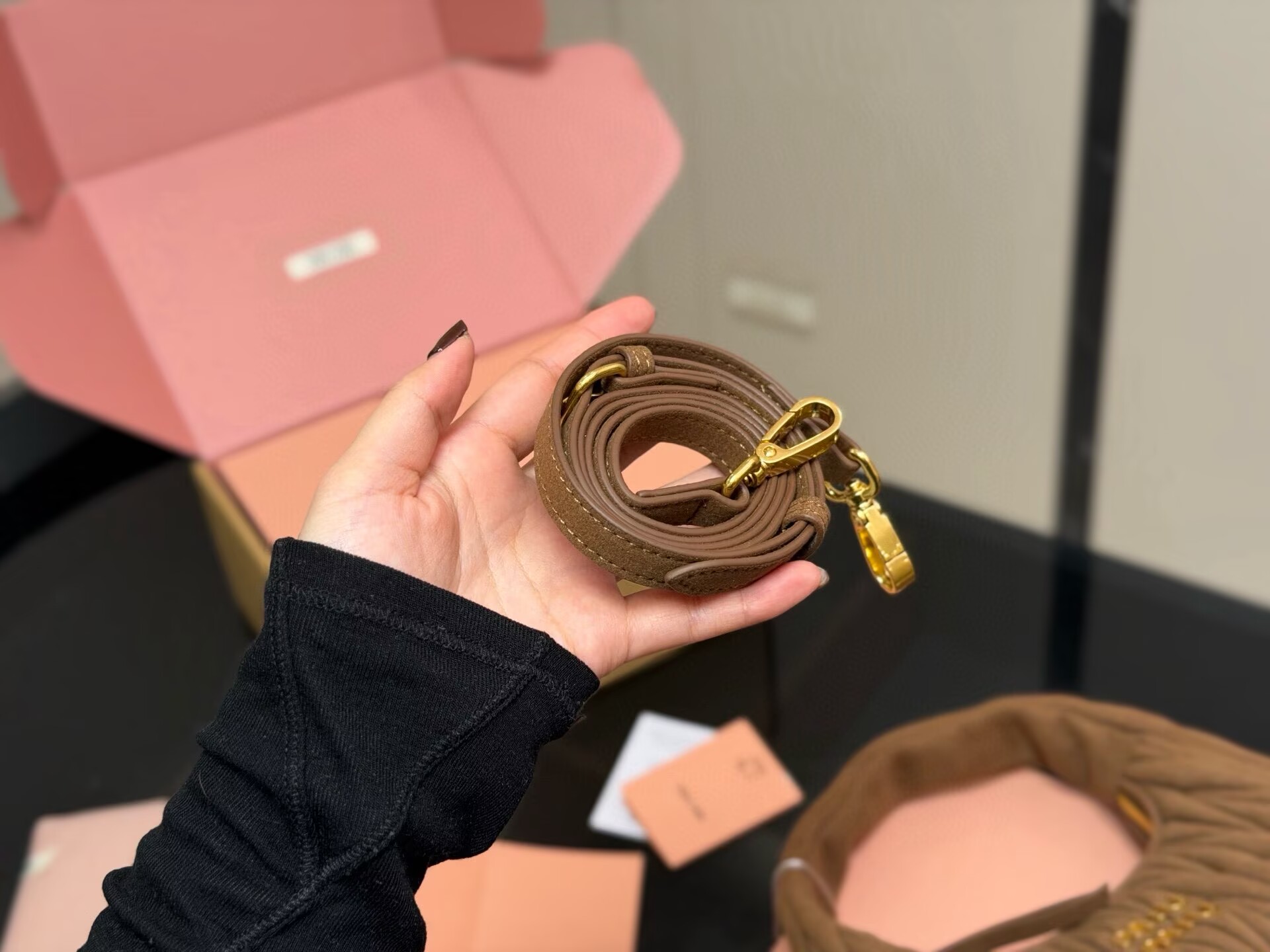 Miu Miu Women Wander Matelasse Suede Top Handle Bag MM63201 Dark Brown Miu Miu Women Wander Matelasse Suede Top Handle Bag MM63201 Dark Brown