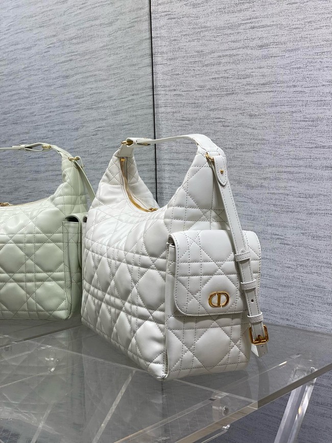 Dior Large D-Dream Bag Macrocannage Lambskin M6322 Latte