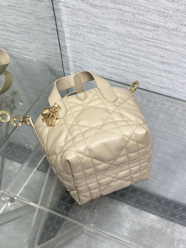 Dior Toujours Vertical Nano Tote Bag Macrocannage Calfskin S6100 beige