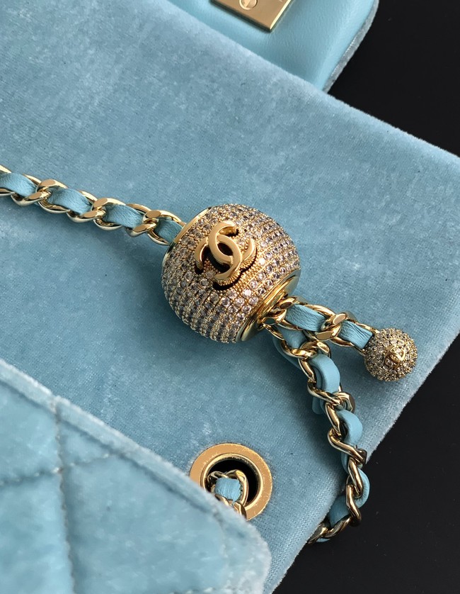 Chanel Mini Classic Handbag velvet AS1786 light blue