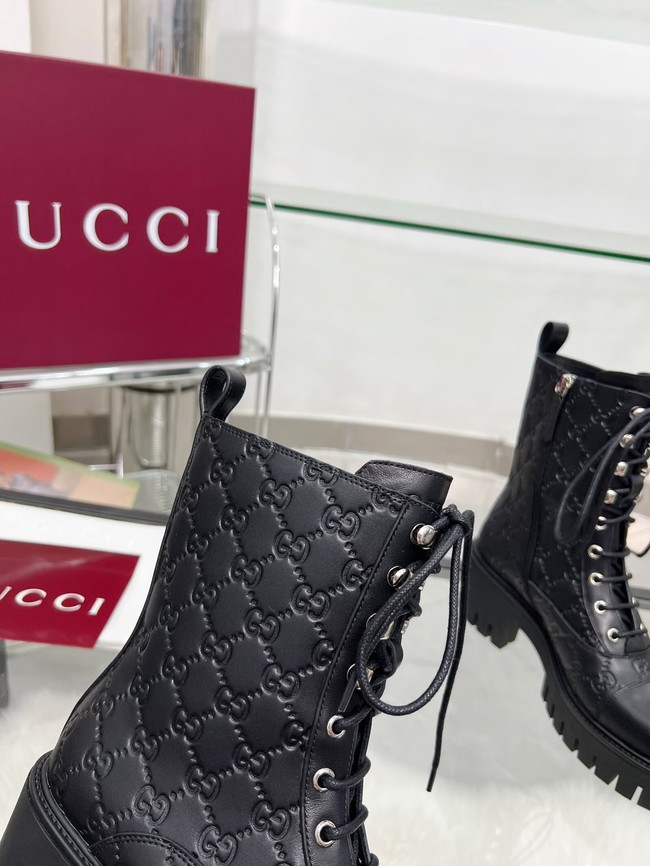 Gucci Womens lace-up ankle boot with GG 840739-1