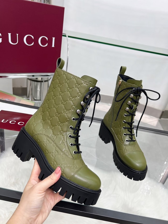 Gucci Womens lace-up ankle boot with GG 840739-2