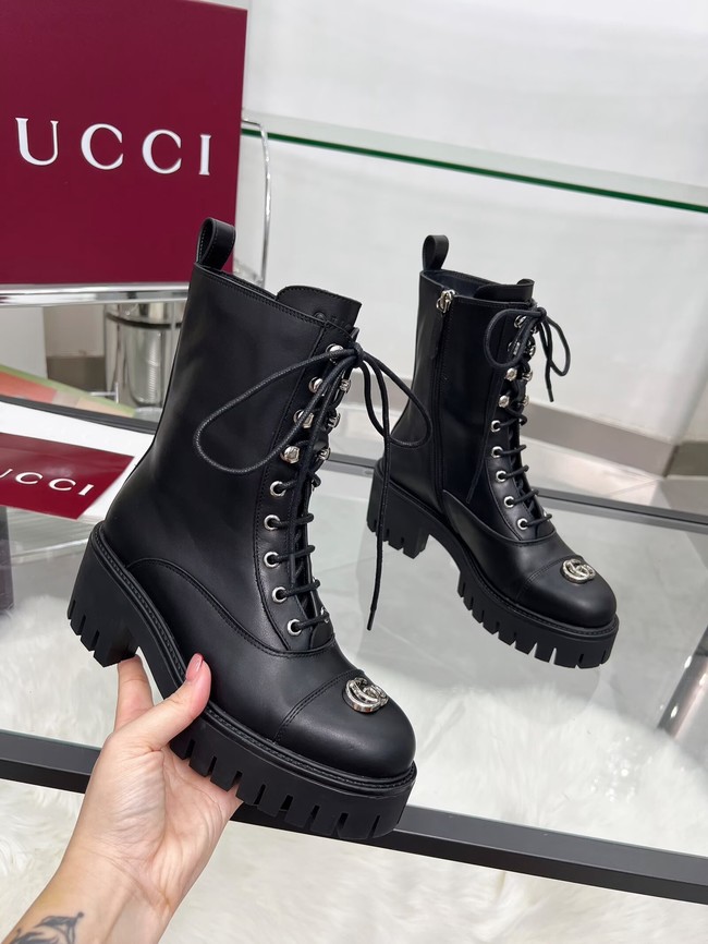 Gucci Womens lace-up ankle boot with GG 840739-3