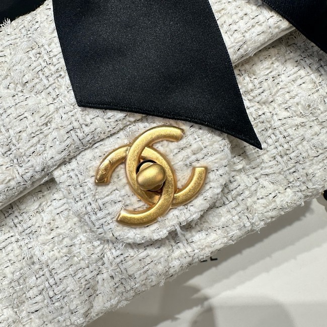 CHANEL Mini Flap Bag with Top Handle AS5875 White & Black