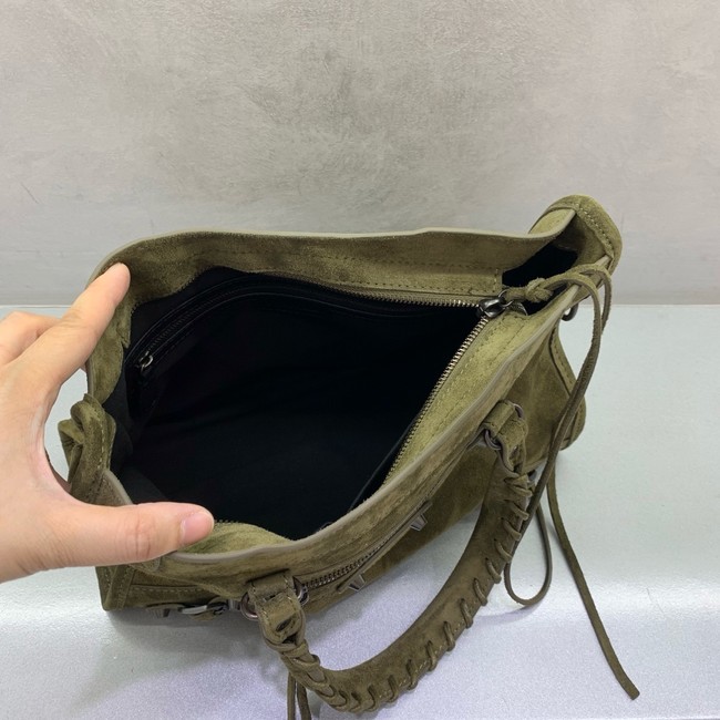 Balenciaga Le City small suede tote bag 230582 green