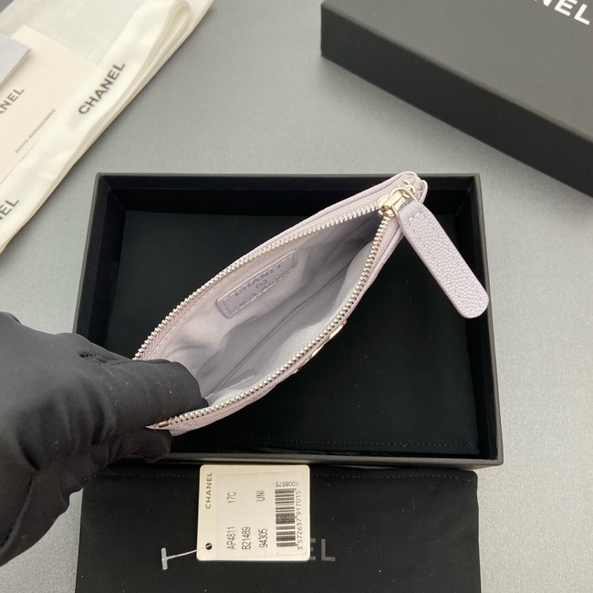 Chanel Zipped Pocket wallet S4811 light gray