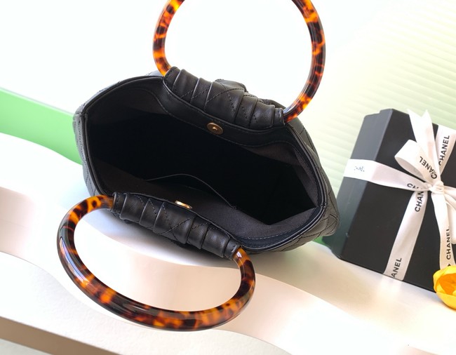 CHANEL Hobo Bag Lambskin AS6010 black