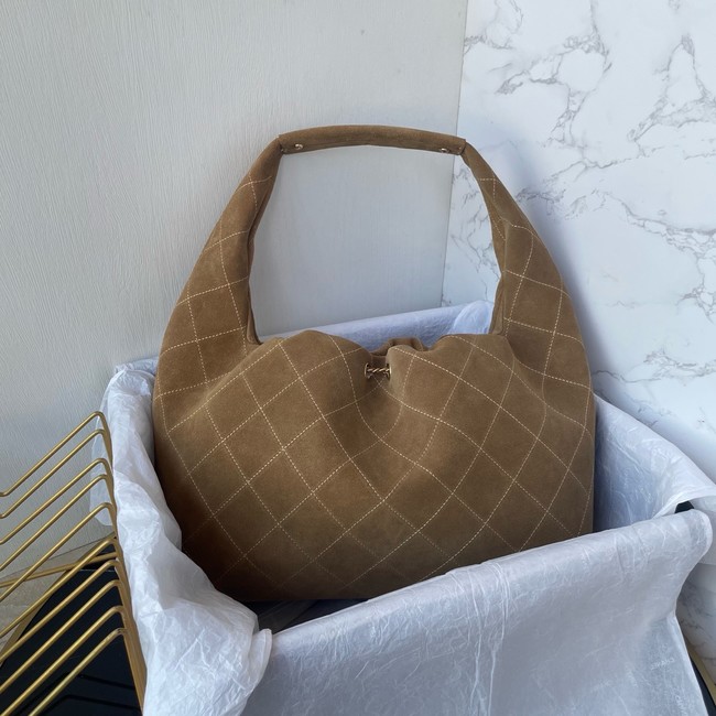 CHANEL Large Hobo Bag Suede AS5967 brown