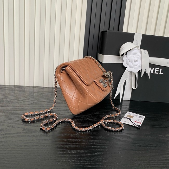 CHANEL Mini Flap Bag AS5758 Camel&Silver Metal