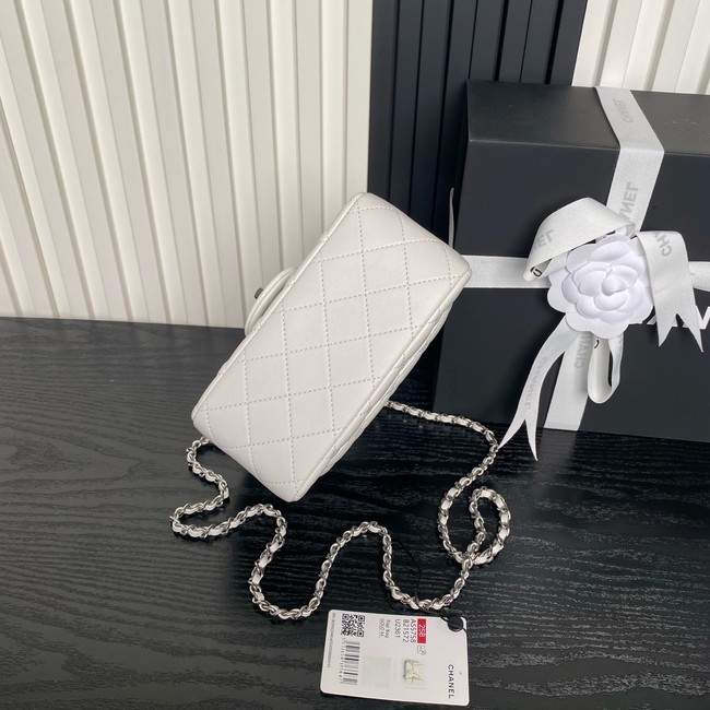 CHANEL Mini Flap Bag AS5758 white Silver Metal