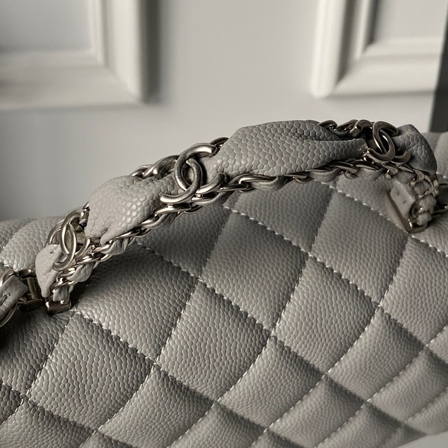 CHANEL Mini Flap Bag with Top Handle AS5702 gray&Silver Metal