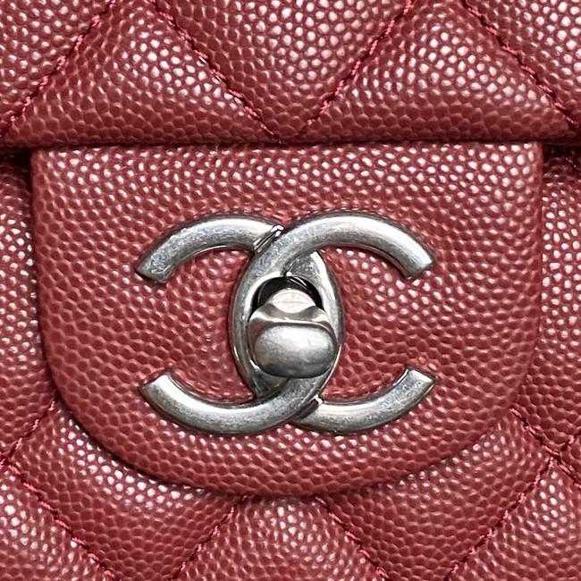 CHANEL Mini Flap Bag with Top Handle AS5702 red&Silver Metal