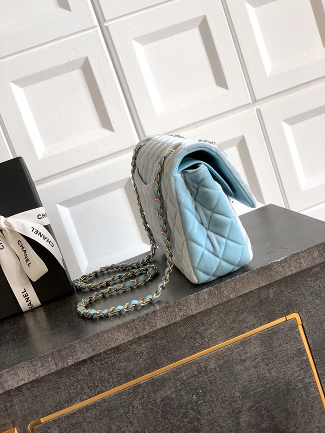 CHANEL Classic 11.12 Handbag velvet A01112 light blue