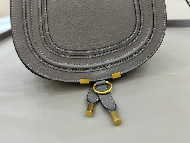 Chloe Grained Calfskin MARCIE saddle bag 31054 dark gray