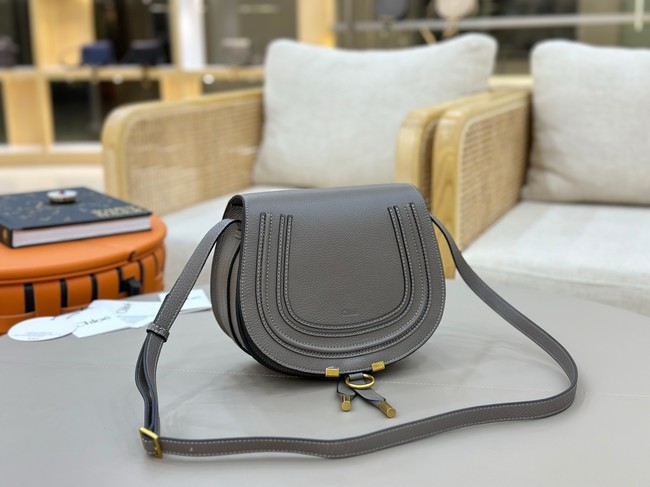 Chloe Grained Calfskin MARCIE saddle bag 31054 dark gray