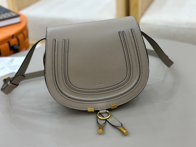 Chloe Grained Calfskin MARCIE saddle bag 31054 light gray
