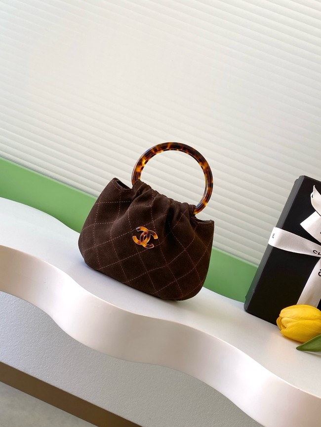CHANEL mini Hobo Bag Suede AS4981 Coffee
