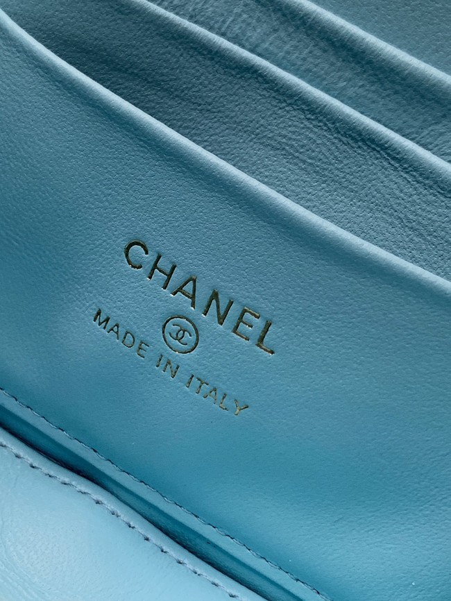 CHANEL velvet Vanity with Chain AP3940 light blue