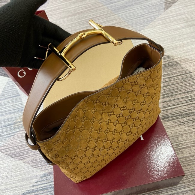 Gucci Beatrix medium tote bag suede 850926 Brown GG