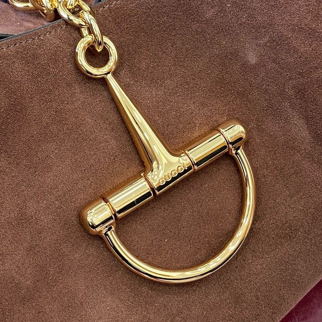 Gucci Softbit maxi shoulder bag Variation 837466  dark brown suede