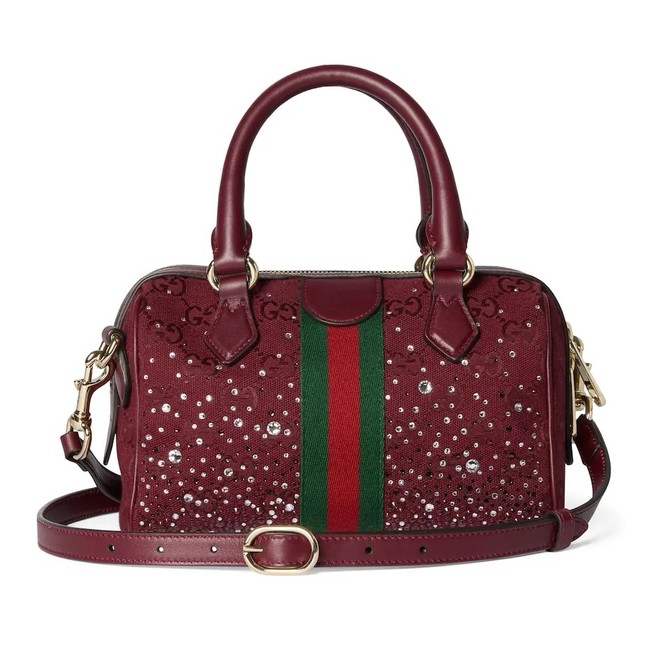 Gucci Ophidia crystals small boston bag 841294 Rosso Ancora red