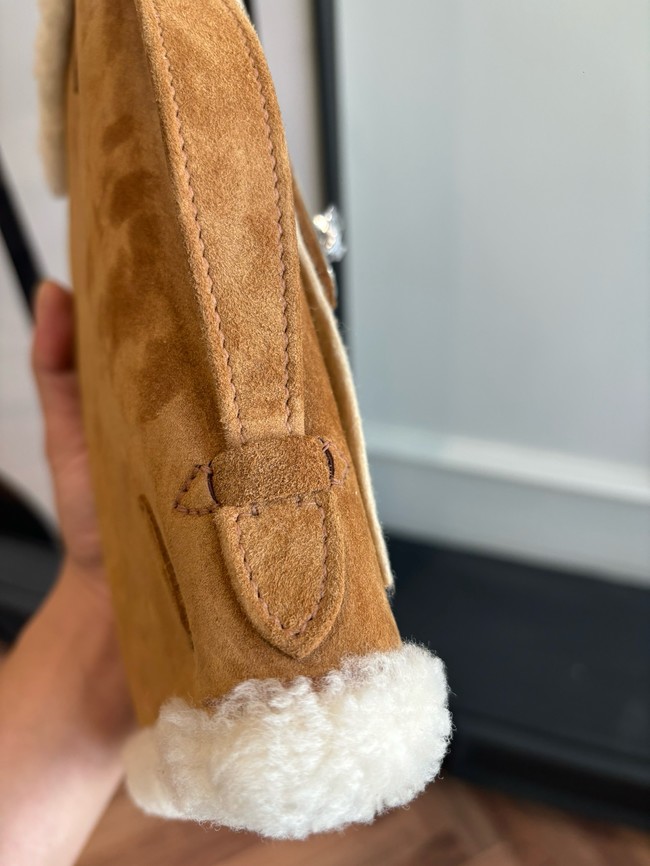 Hermes Kelly 22cm Tote Bag Suede Leather KL22 brown