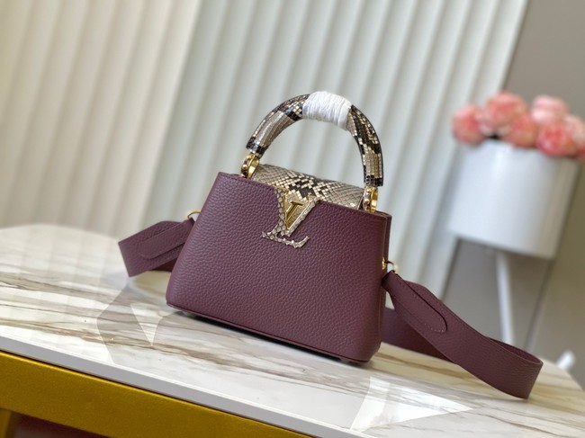 Louis Vuitton Capucines Mini M89369 Grenat Red&gray Snake skin