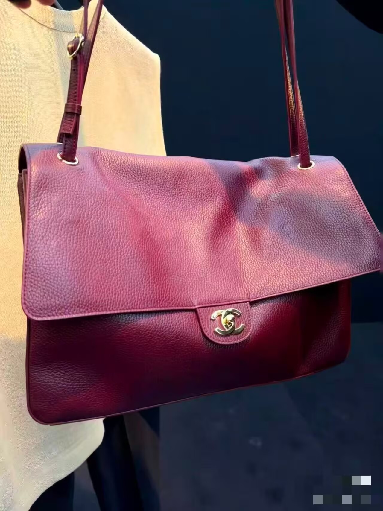 Chanel 26SS Original Leather Tote Shopping Bag 1A013 Burgundy