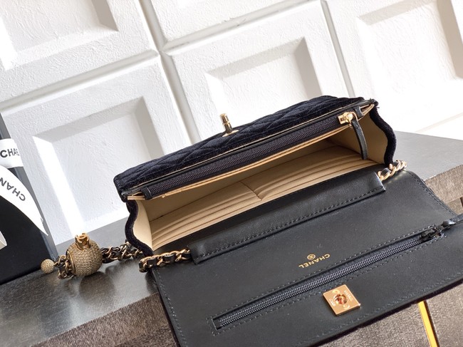 Chanel velvet Wallet On Chain AP1450 black