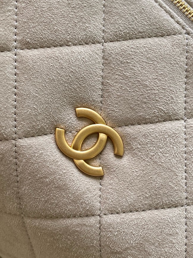 Chanel velvet Small Bowling Bag AS5792 Cream