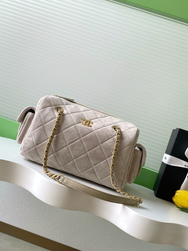 Chanel velvet Small Bowling Bag AS5792 Cream