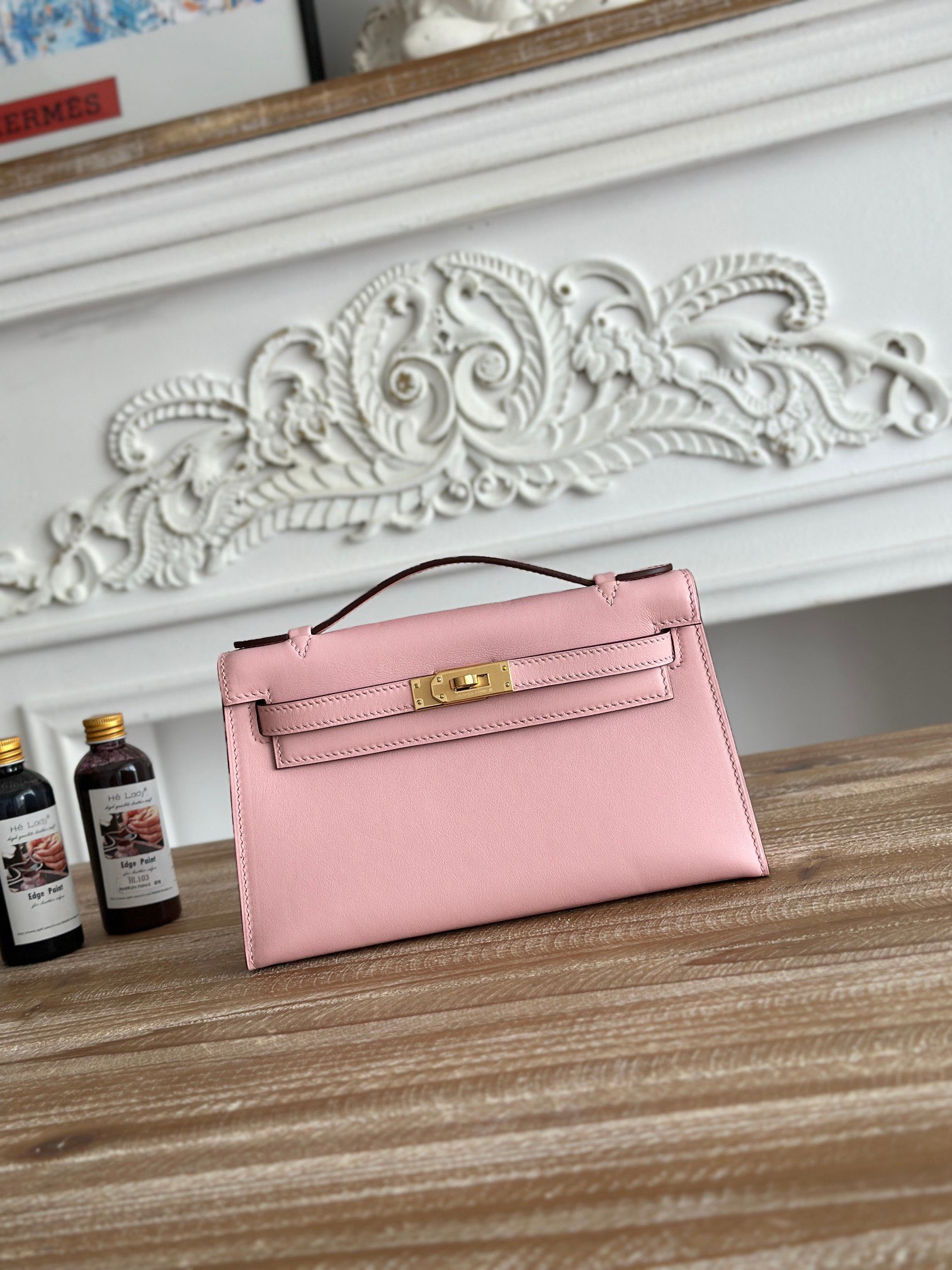 Hermes Original Swift Leather Mini Kelly K22CM H23560 Light Pink