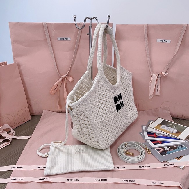 MIUMIU woven tote bag 5GB281 Beige