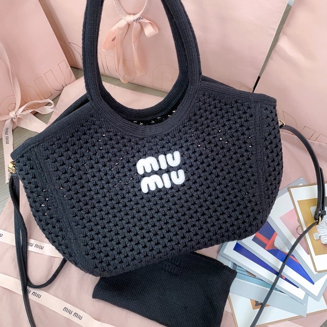 MIUMIU woven tote bag 5GB281 Black
