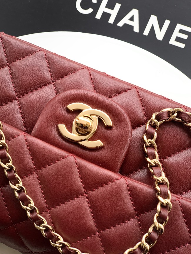 CHANEL Mini Flap Bag with Top Handle AP2431 burgundy