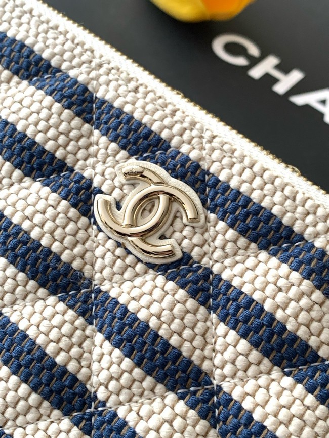 CHANEL Zipped Case AS4989 dark blue