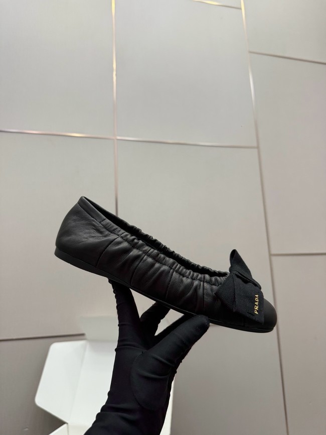 Prada Mordore nappa leather ballerinas with bow 55723-4